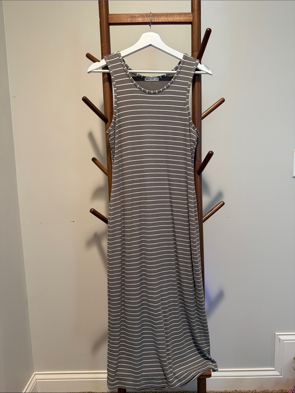 Marine Layer Sleeveless Striped Maxi Dress in green/white